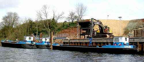 cemex sand and gravel barges on the river severn